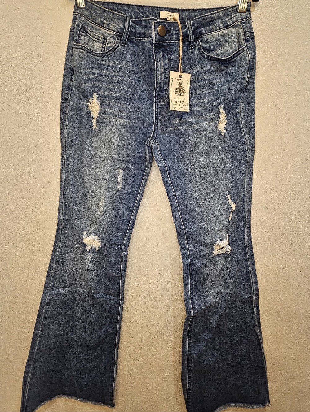 NWT-Women's Distressed Blue Flare Jeans